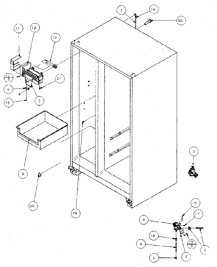 Factory Installed Ice Maker Diagram and Parts List for SX120J-P7870122W  Amana Refrigerator