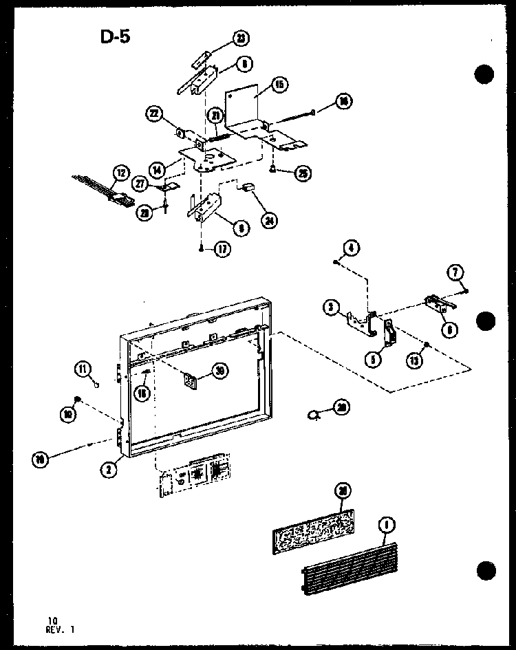 Bezel Assembly Diagram and Parts List for CRC-8-P75260-2M  Amana Microwave