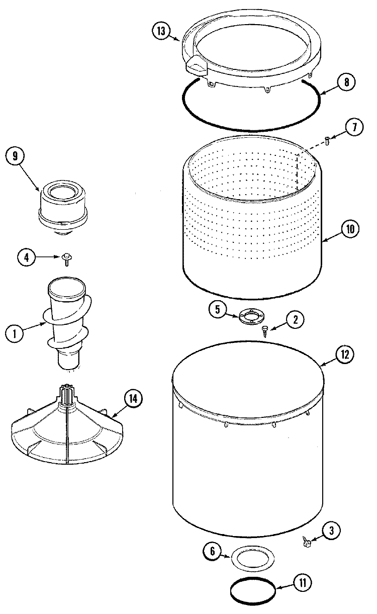 TUB Diagram and Parts List for CAV4004AWW  Magic Chef Washer