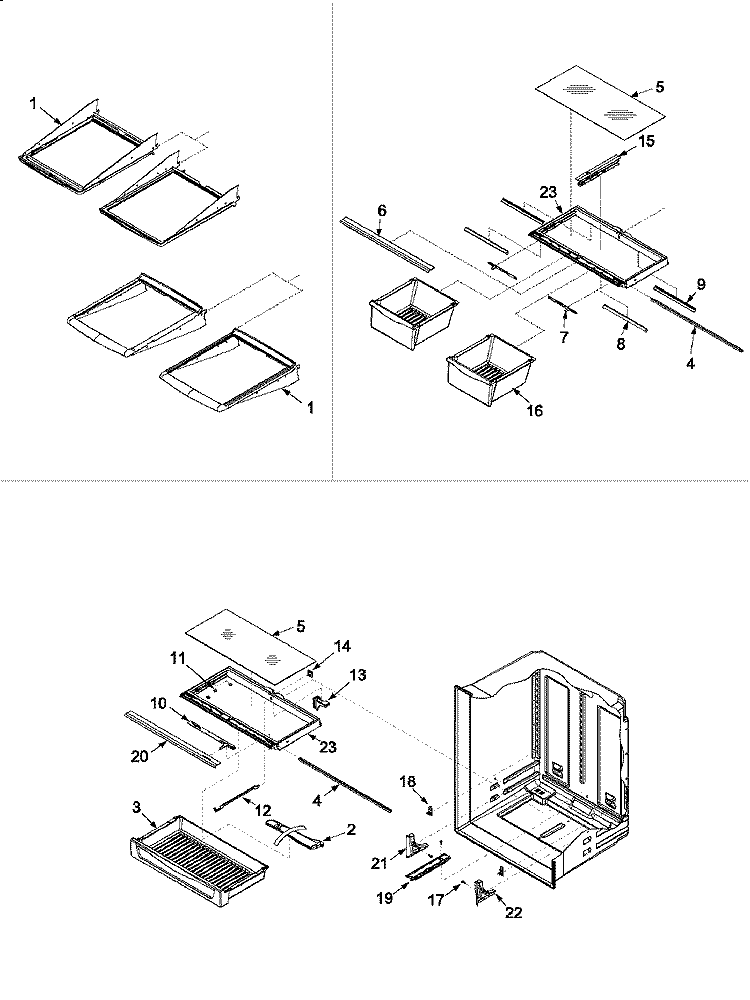 REFRIGERATOR SHELVING Diagram and Parts List for XRBR206BB PXRBR206BB0 Amana Refrigerator