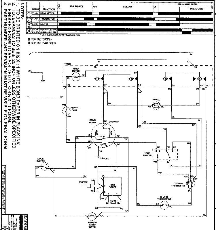 WIRING INFORMATION Diagram and Parts List for SDG2606AWW  Maytag Dryer