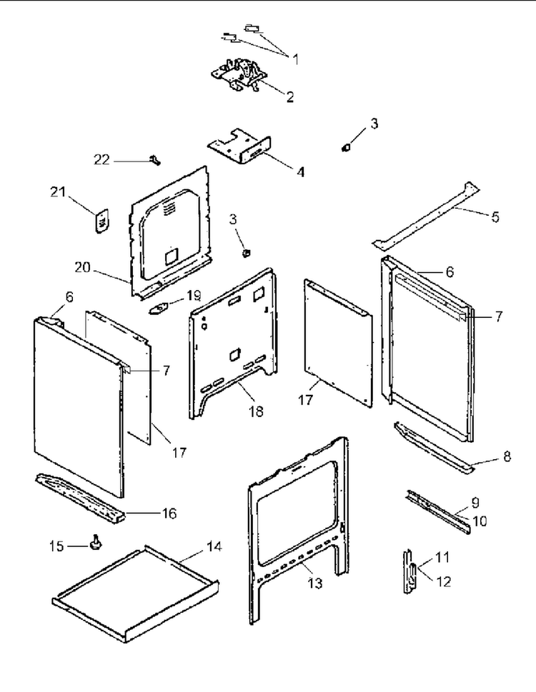 Cabinet Diagram and Parts List for ARH6700E-P1142686NE  Amana Range