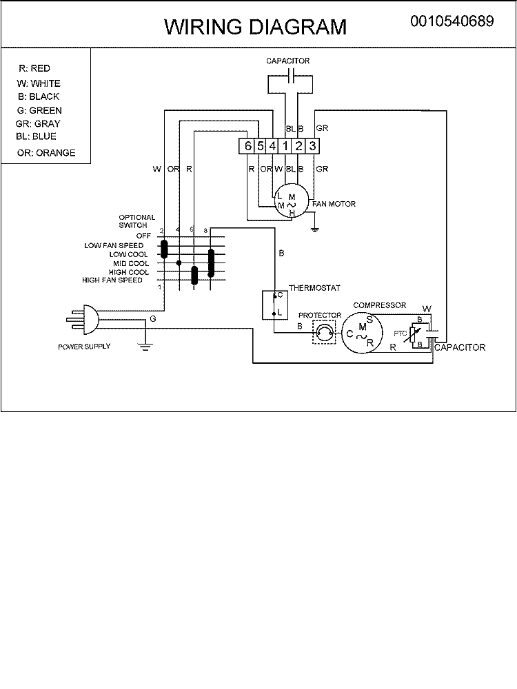 WIRING INFORMATION Diagram and Parts List for AAC051FRB PAAC051FRB0 Amana Air Conditioner