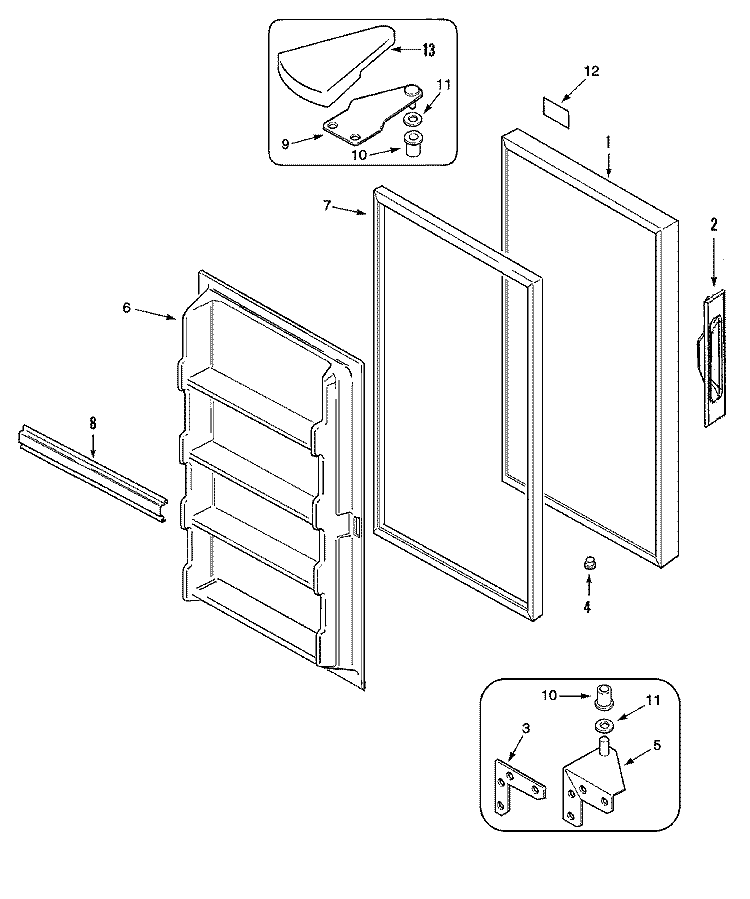 DOOR Diagram and Parts List for AFU1202BW  Amana Freezer