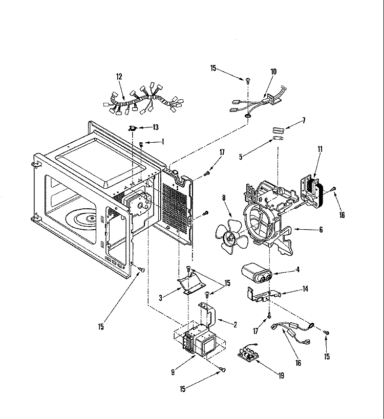 INTERNAL CONTROLS Diagram and Parts List for UMC5200AAW  Maytag Microwave