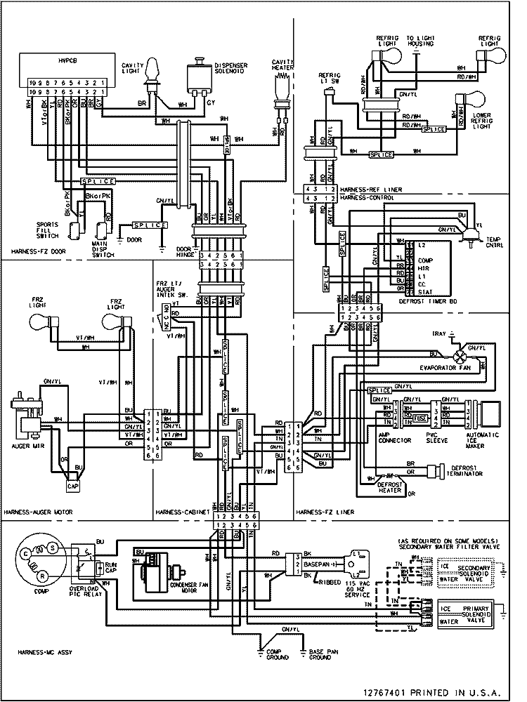 WIRING INFORMATION Diagram and Parts List for ARSE67RBW PARSE67RBW1 Amana Refrigerator