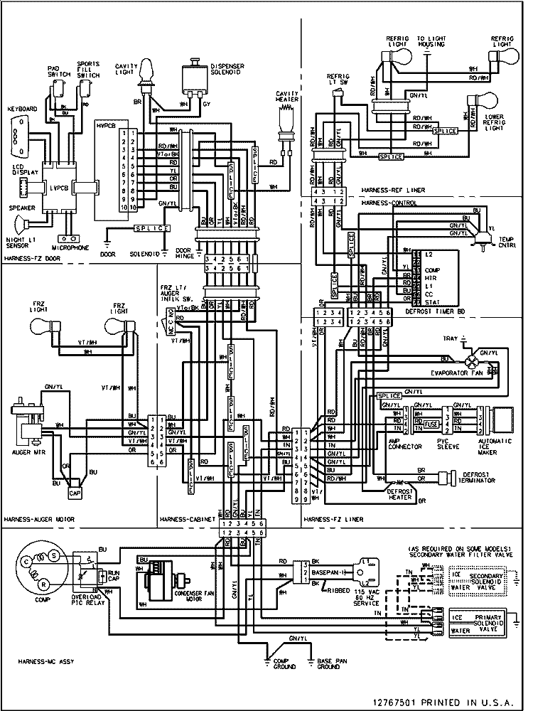 WIRING INFORMATION Diagram and Parts List for ARSE667BS PARSE667BS1 Amana Refrigerator