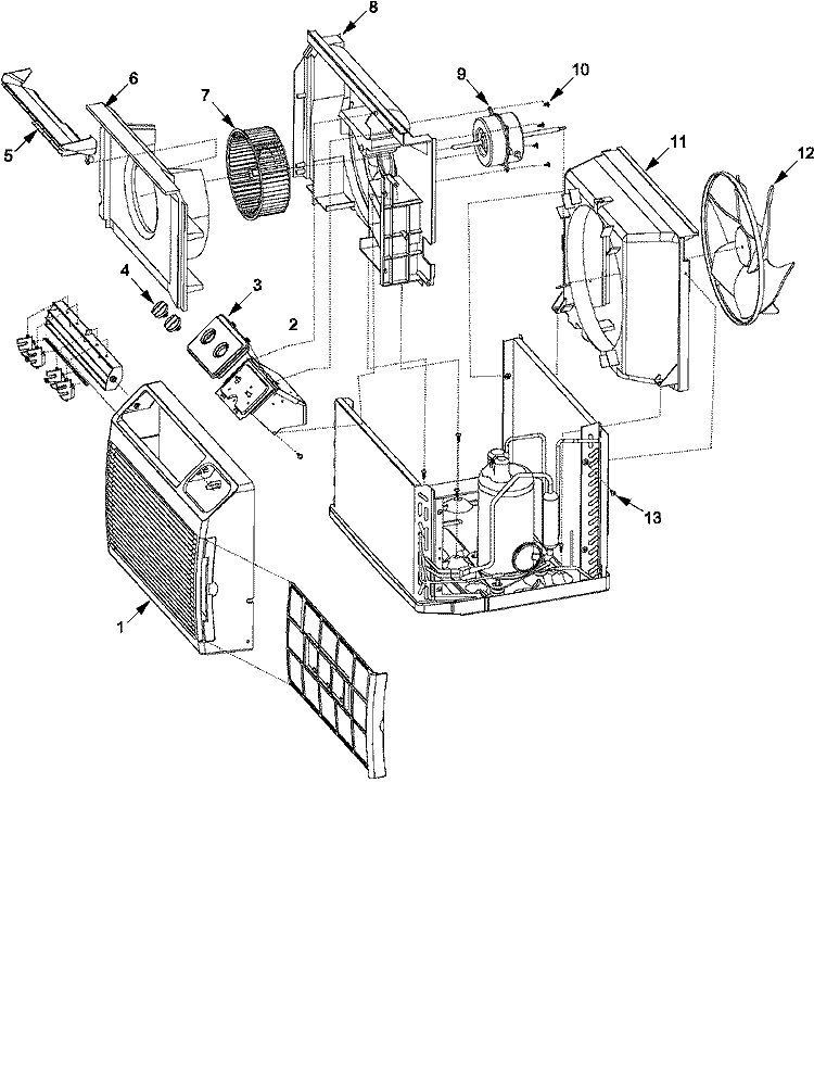 CHASSIS Diagram and Parts List for AAC081SRB PAAC081SRB0 Amana Air Conditioner
