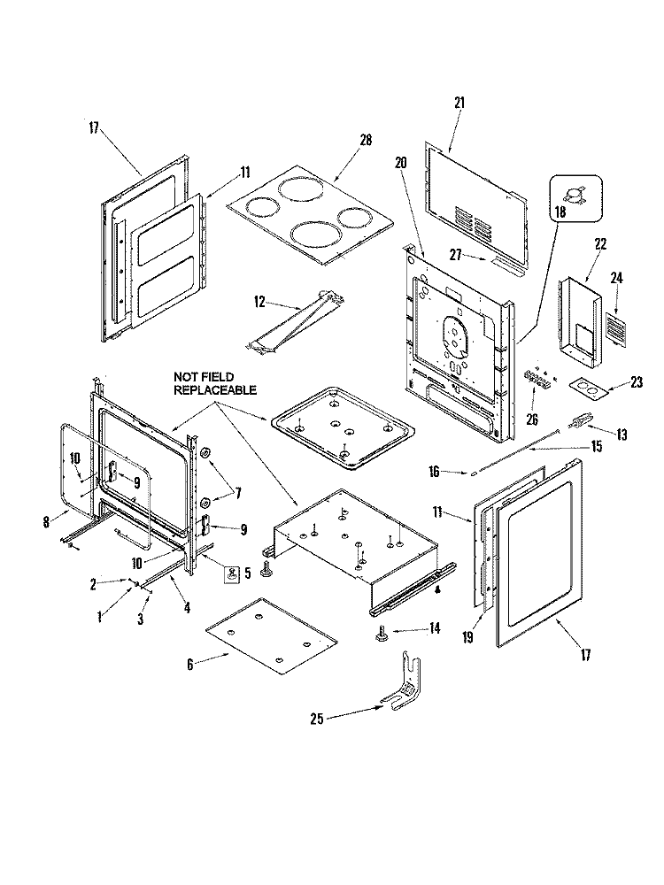 CABINET Diagram and Parts List for AER5515QAW  Amana Range