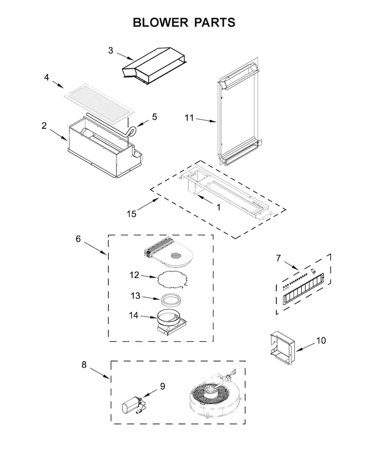 Blower Parts Diagram and Parts List for JDS1750FS0  Jenn-Air Range
