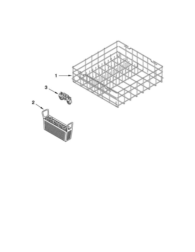 Lower Rack Parts Diagram and Parts List for CUD6710XQ2  Crosley Dishwasher