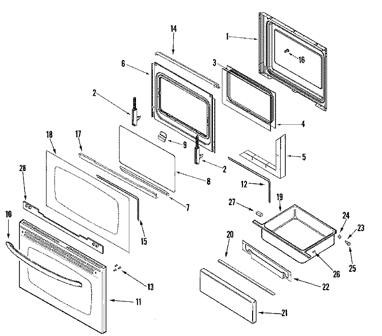 DOOR / DRAWER (STL) Diagram and Parts List for AGR5715QDS  Amana Range
