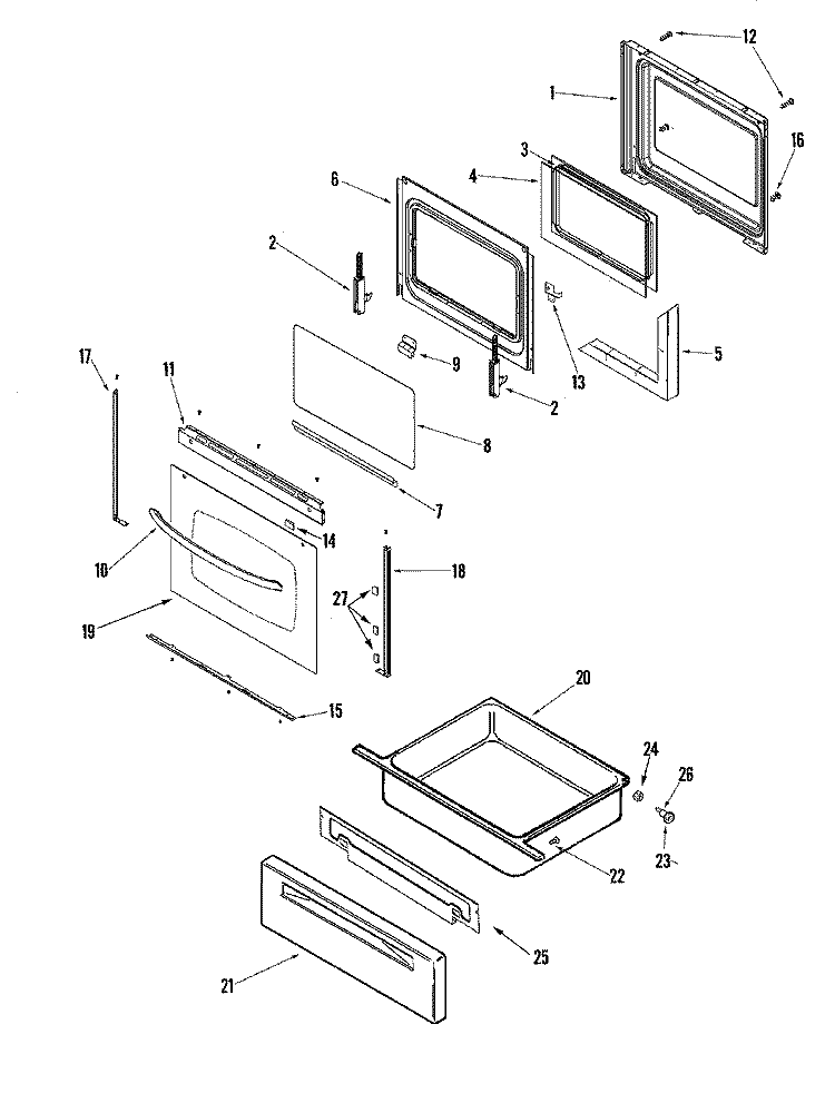 DOOR / DRAWER Diagram and Parts List for AGR5715QDB  Amana Range