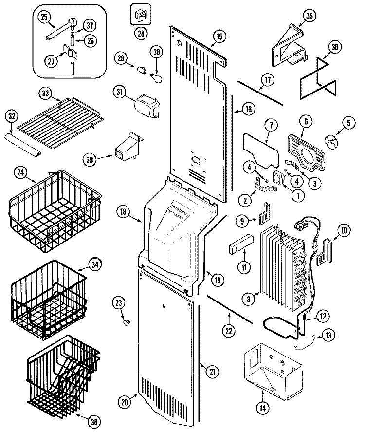 FREEZER COMPARTMENT Diagram and Parts List for JSD2488GEW  Jenn-Air Refrigerator