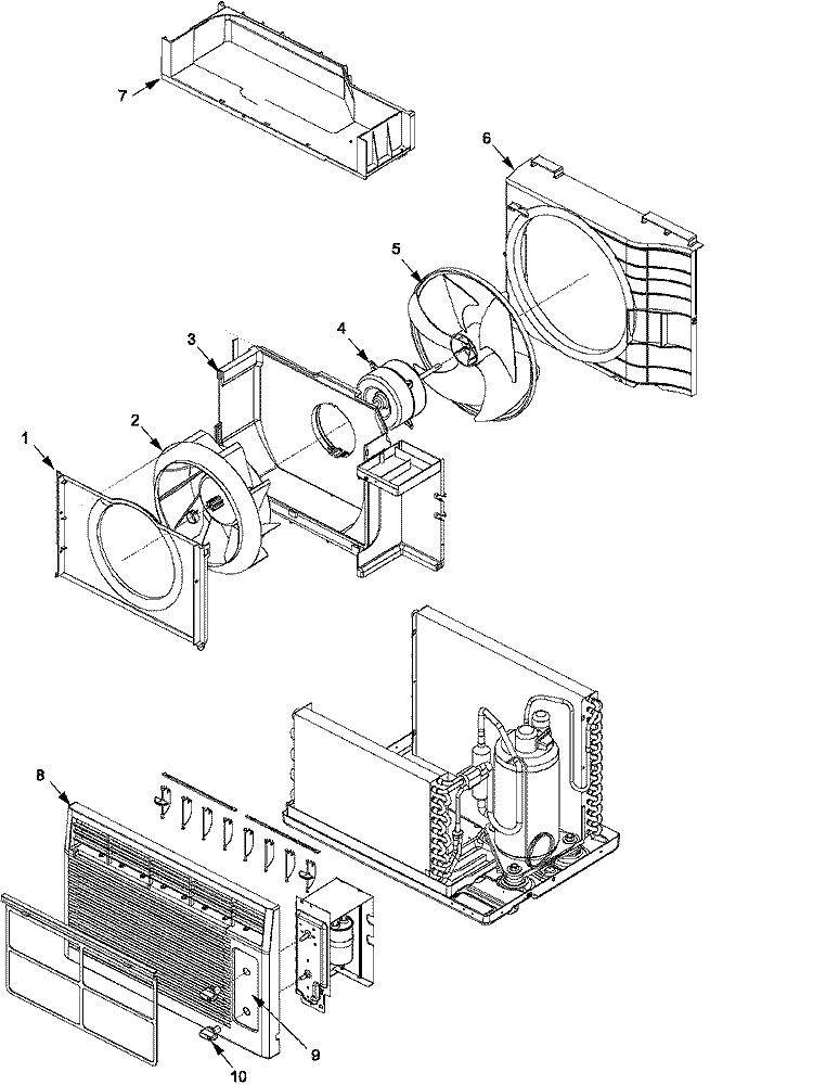 CHASSIS Diagram and Parts List for AAC051FRB PAAC051FRB0 Amana Air Conditioner