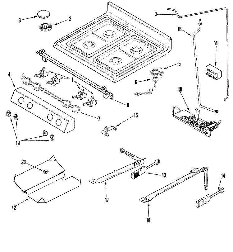 GAS CONTROLS Diagram and Parts List for AGR5715QDB  Amana Range