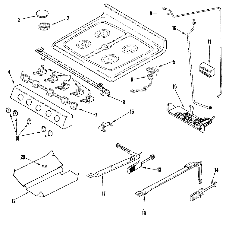 GAS CONTROLS Diagram and Parts List for MGR5775QDW  Maytag Range