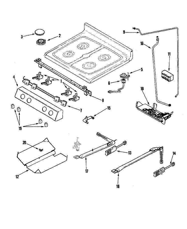 GAS CONTROLS Diagram and Parts List for MGR5765QDW  Maytag Range