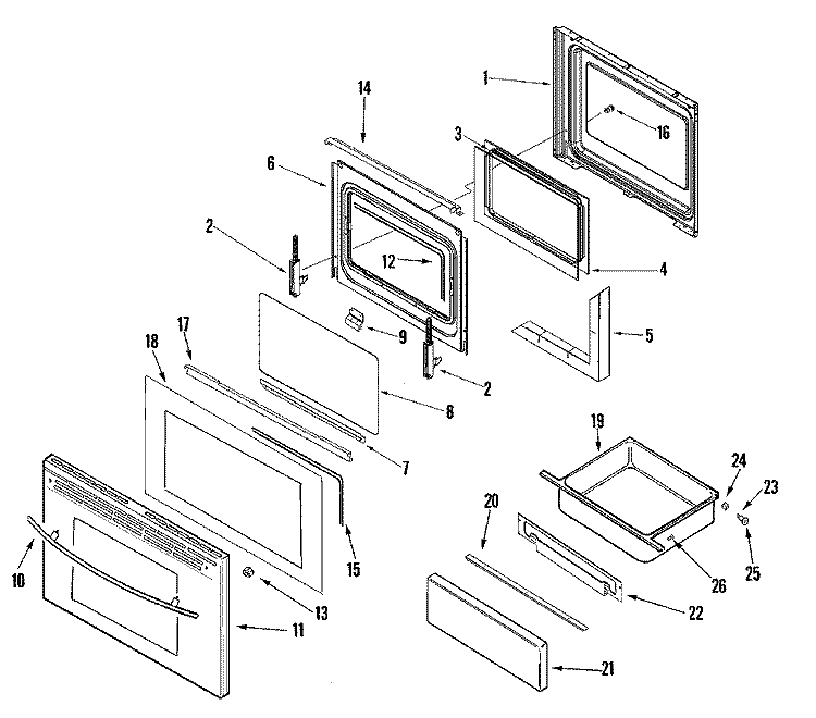DOOR / DRAWER (STL) Diagram and Parts List for JGR8875QDS  Jenn-Air Range