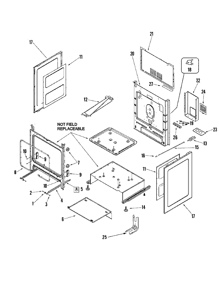 CABINET Diagram and Parts List for AER5725QAF  Amana Range