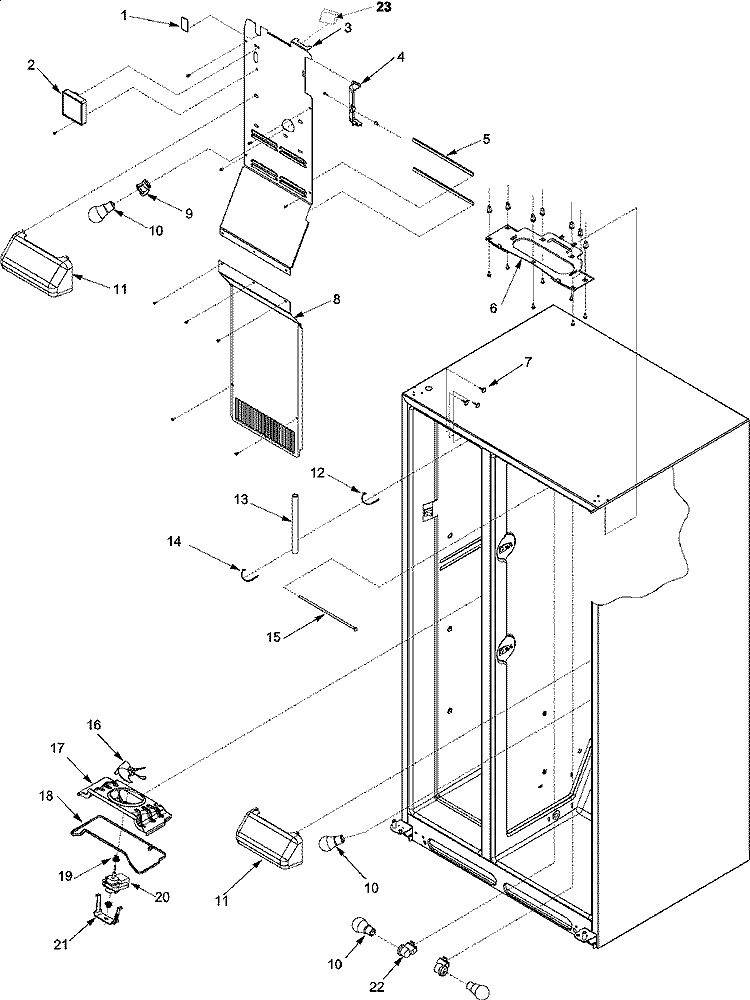 EVAP FAN ASSY AND LIGHTS Diagram and Parts List for XRSS204BW PXRSS204BW1 Amana Refrigerator