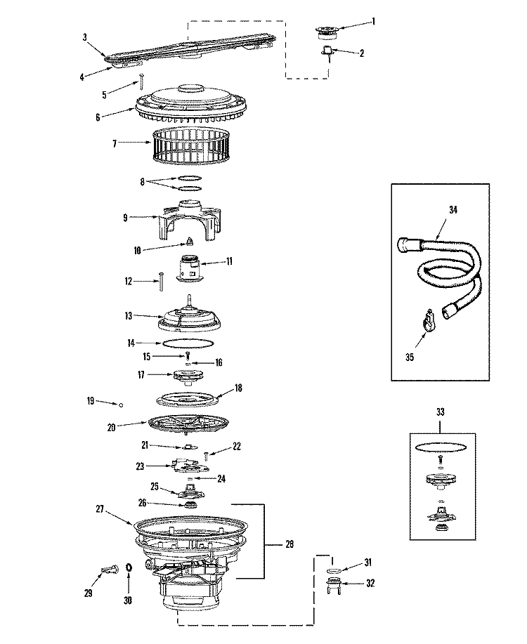 PUMP & MOTOR Diagram and Parts List for MDB4601AWX  Maytag Dishwasher