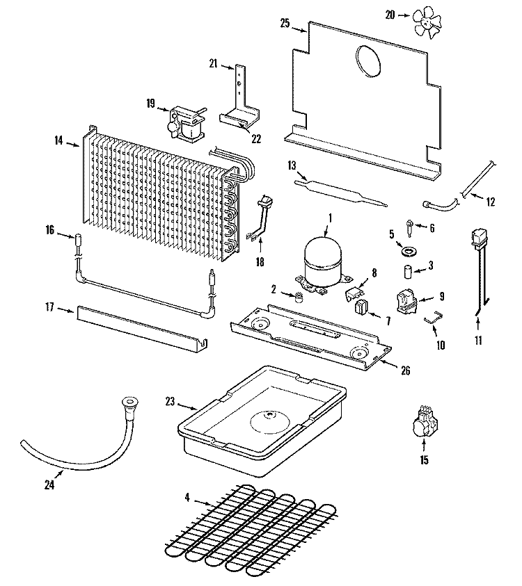 UNIT COMPARTMENT & SYSTEM Diagram and Parts List for AFU1567BW  Amana Freezer
