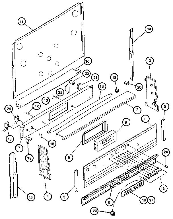 Backguard Diagram and Parts List for RST378NW  Caloric Range