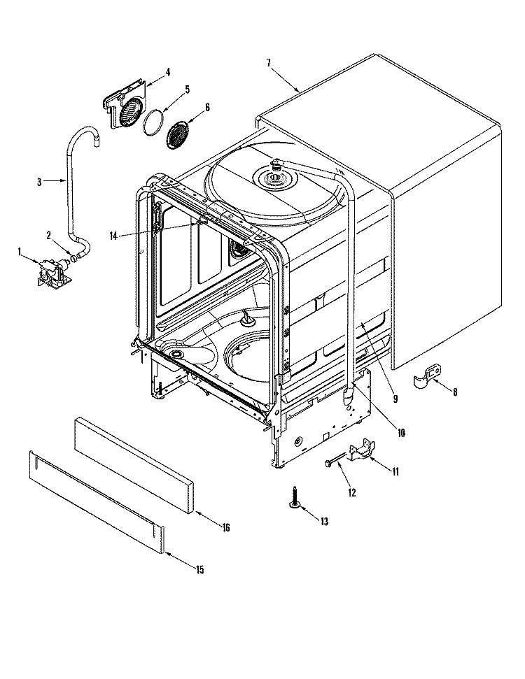 OUTER TUB Diagram and Parts List for MDB6650AWS  Maytag Dishwasher