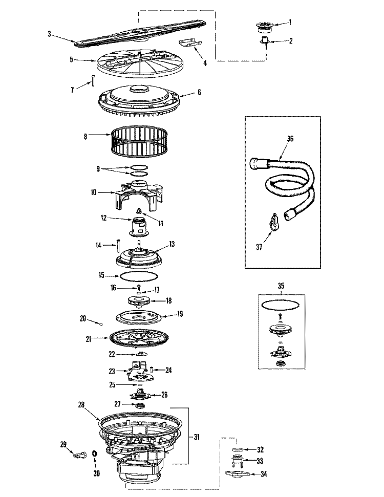 PUMP & MOTOR Diagram and Parts List for MDB6650AWS  Maytag Dishwasher
