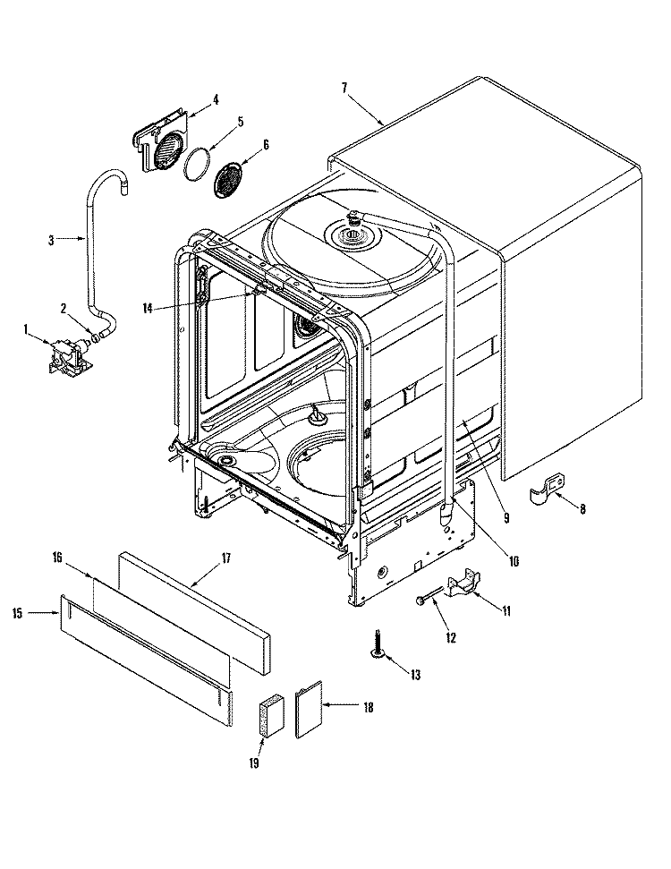 OUTER TUB Diagram and Parts List for MDB9150AWQ  Maytag Dishwasher