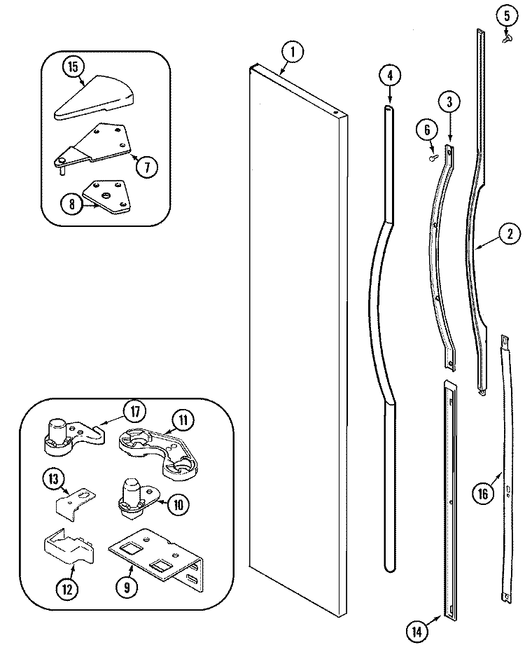 FREEZER OUTER DOOR Diagram and Parts List for JCB2388GRQ  Jenn-Air Refrigerator