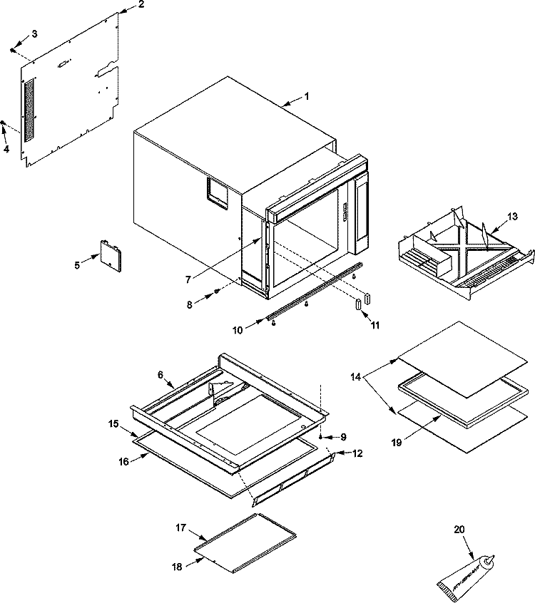 TRAY, GREASE SHIELD, CABINET, Diagram and Parts List for WDYRC2 P1330112M Amana Microwave