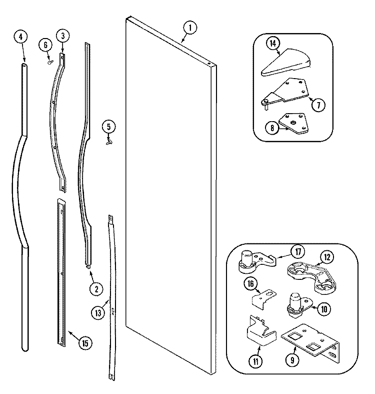 FRESH FOOD OUTER DOOR (JSD2789GEB / Q / W) Diagram and Parts List for JSD2789GEW  Jenn-Air Refrigerator