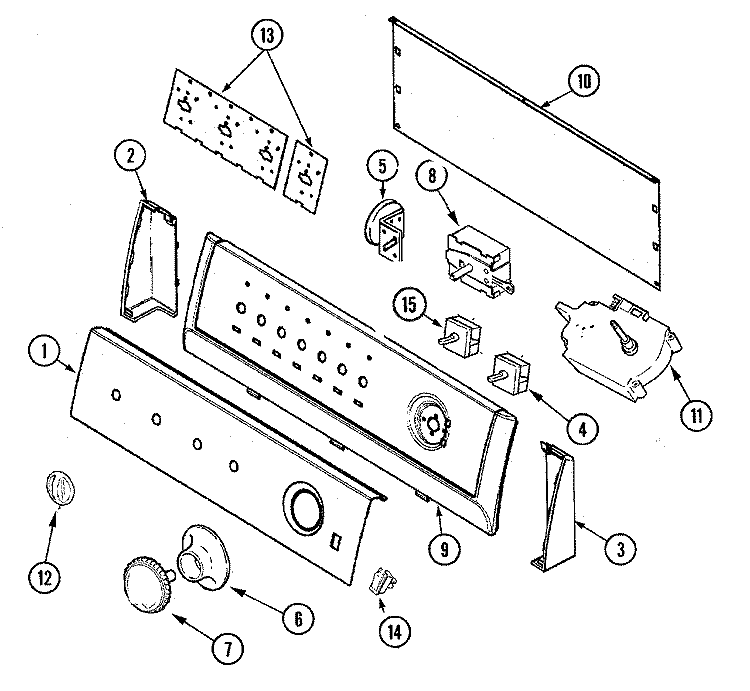 CONTROL PANEL Diagram and Parts List for PAVT344AWW  Maytag Washer