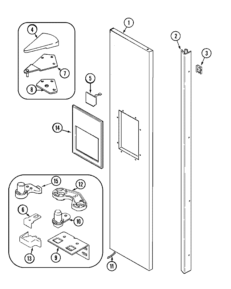 FREEZER OUTER DOOR (JSD2789GES) Diagram and Parts List for JSD2789GES  Jenn-Air Refrigerator