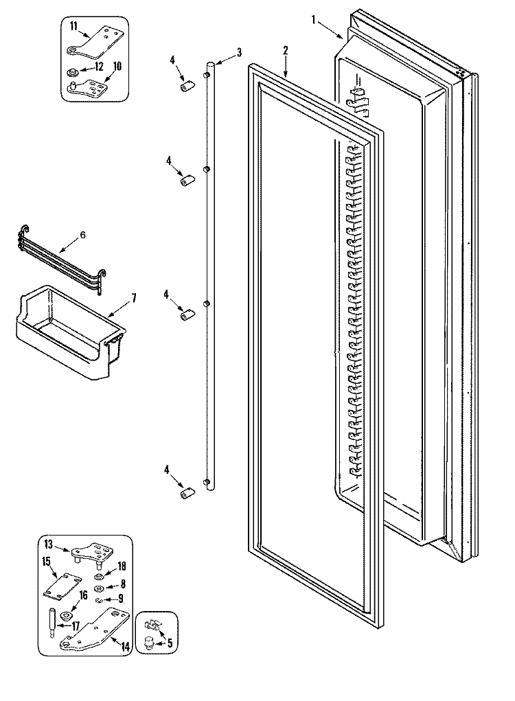 FREEZER DOOR (RJRS4870B) Diagram and Parts List for RJRS4870B  Maytag Refrigerator