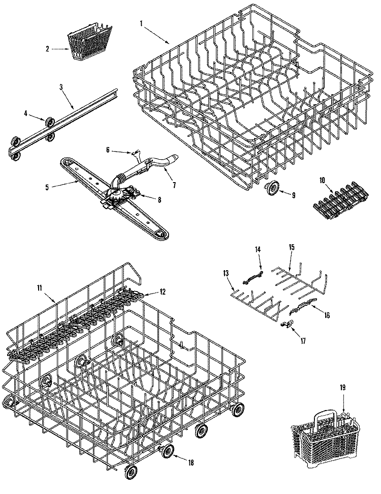 TRACK & RACK ASSEMBLY Diagram and Parts List for ADB2200AWS  Amana Dishwasher