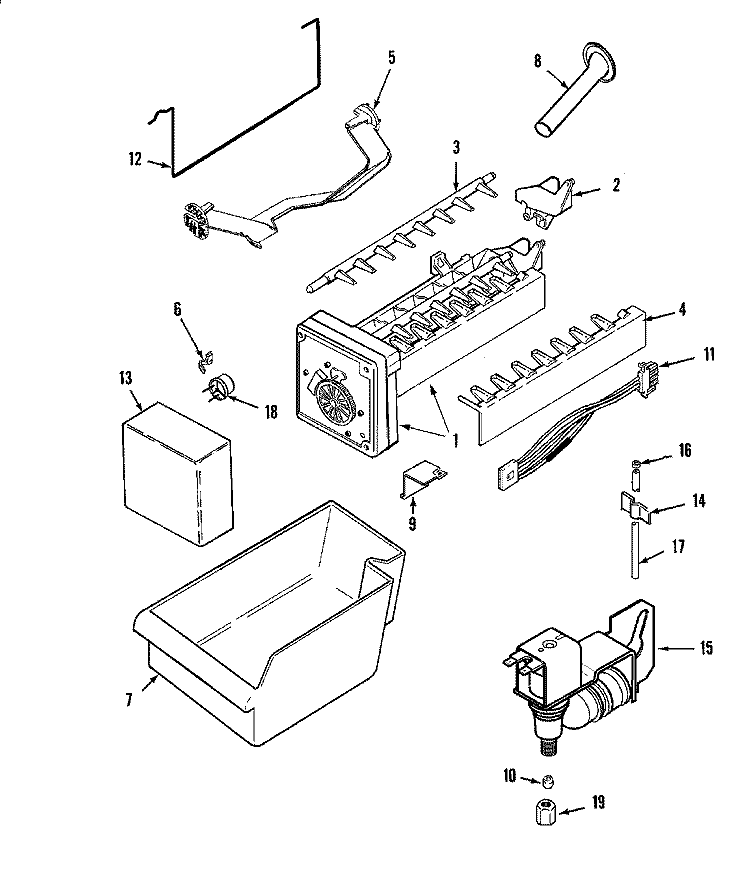 ICE MAKER Diagram and Parts List for MTF1972HRW  Maytag Refrigerator