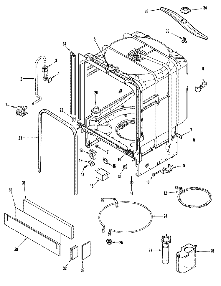 TUB Diagram and Parts List for JDB7900AWA  Jenn-Air Dishwasher
