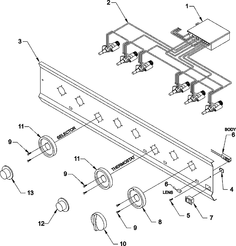 CONTROL PANEL SECTION Diagram and Parts List for RJDF3683A  Maytag Range