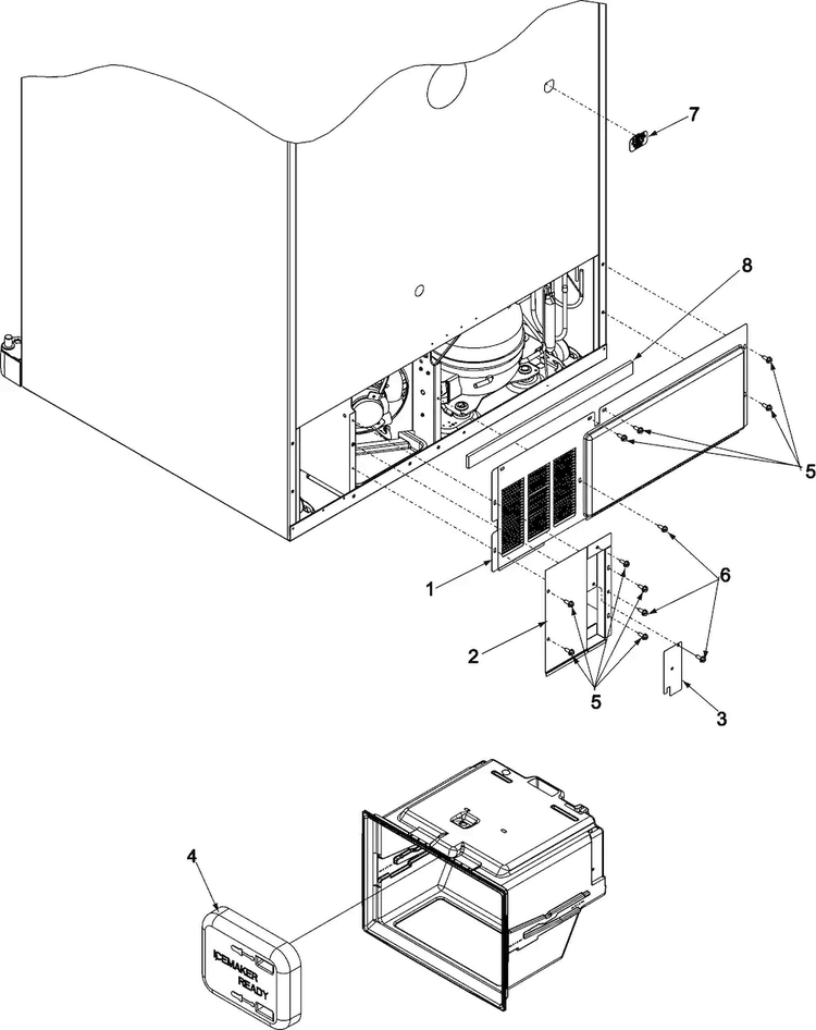 Cabinet Back Diagram and Parts List for JB2028PEHB  Jenn-Air Refrigerator