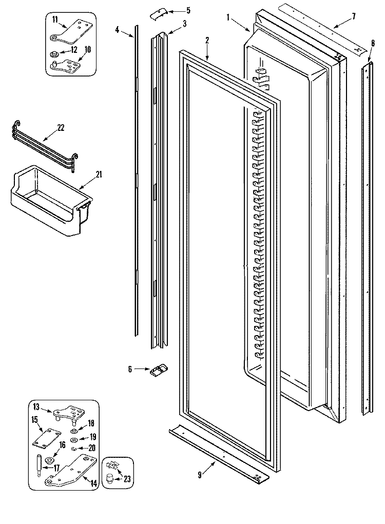 FREEZER DOOR Diagram and Parts List for RJRS4272B  Maytag Refrigerator