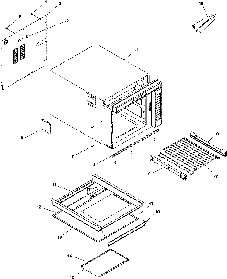 CABINET Diagram and Parts List for ACE5302 P1331307M Amana Microwave