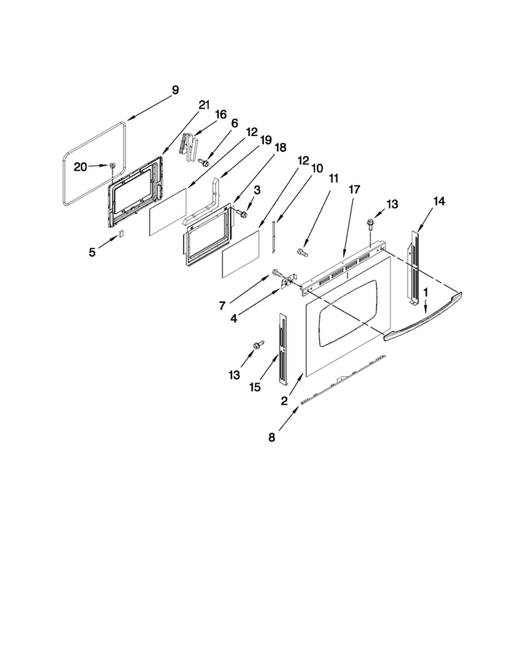 Lower Door Parts Diagram and Parts List for MGR6875ADB26  Maytag Range
