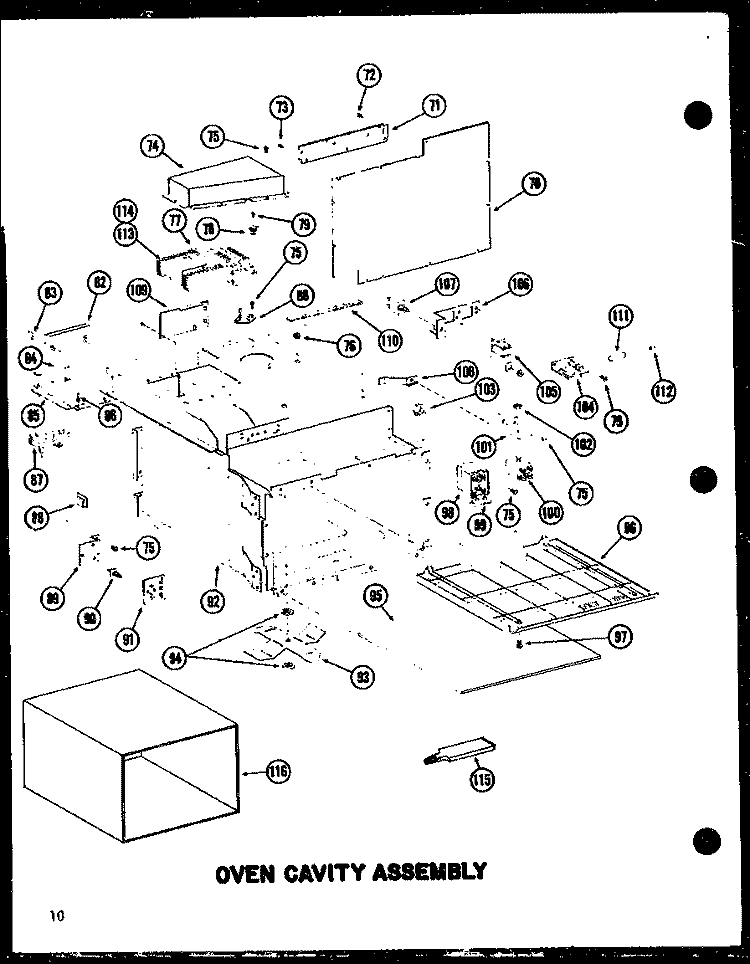 OVEN CAVITY ASSY Diagram and Parts List for RC10A-DD P7209103M Amana Microwave