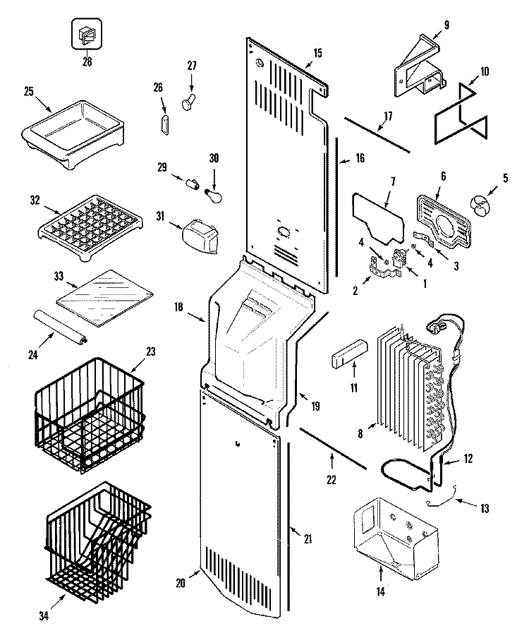 FREEZER COMPARTMENT Diagram and Parts List for GS2327PEHQ  Maytag Refrigerator