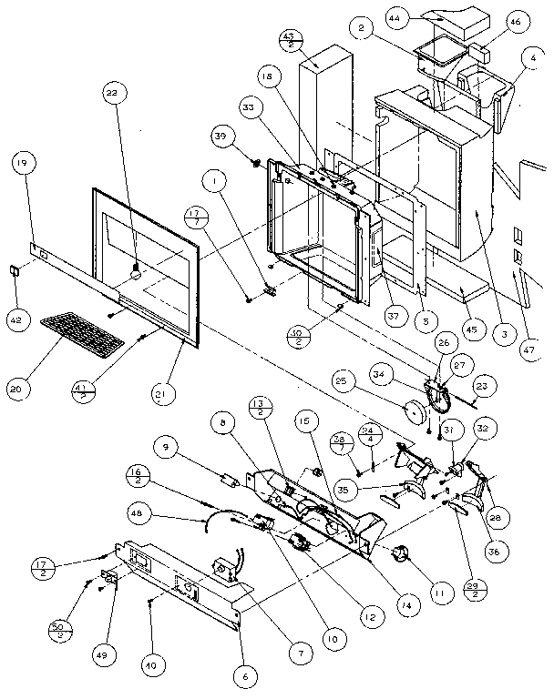 Ice And Water Cavity Diagram and Parts List for 36541-P1121702W  Amana Refrigerator