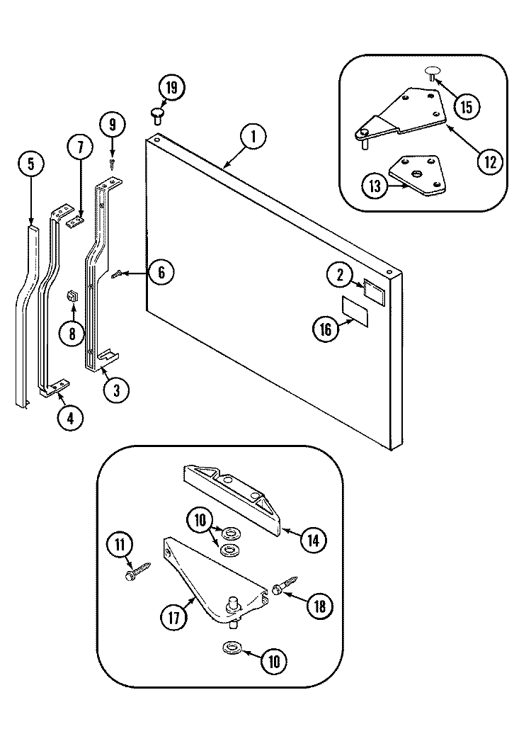 FREEZER OUTER DOOR (BISQUE) Diagram and Parts List for CT17B3Q  Crosley Refrigerator
