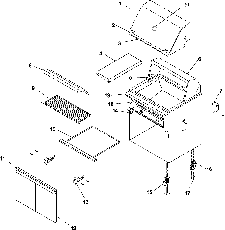 BODY Diagram and Parts List for DBQ42PAD  Dynasty Smoker